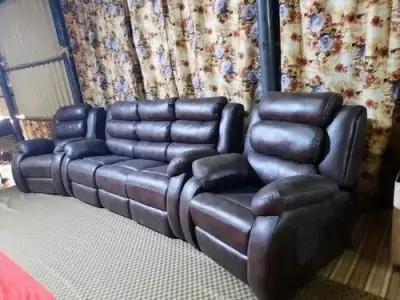 Upgrade Your Comfort: Black Motorized Recliner Sofa Set for 5 - Auto-lift and Luxury Combined