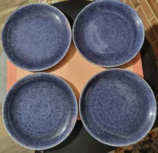 Set of 4 Reactive Glaze Blue Dinner Plates - Elevate Your Dining Experience | Kitchen, Dining & Bar Essentials