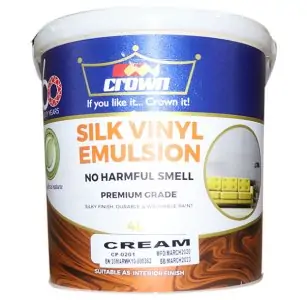 Cream Crown Silk Vinyl Emulsion Paint - 20L | Washable, Durable, Silky Finish | Mombasa, Kenya