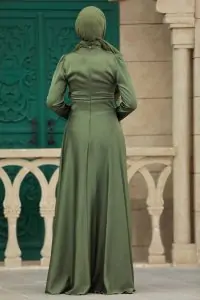 Silky Satin Green Abaya - Dubai & Turkey Inspired Muslim Dress