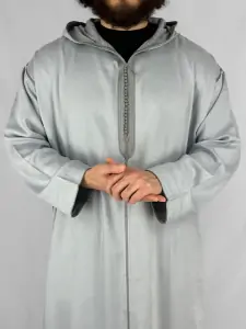 Ice Grey Luxe Djellaba: Sleek Sophistication with Modern Comfort