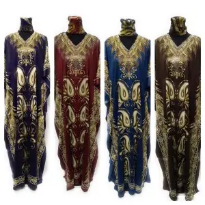 Women's Kaftan with Sequin Pattern [Brown, Blue, Maroon & Purple]